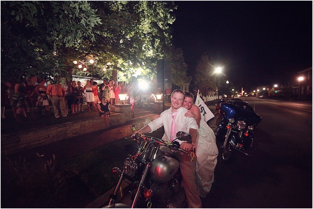 Franklin wedding photography motorcycle exit