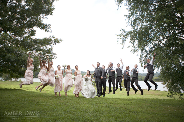 jumping bridal party 