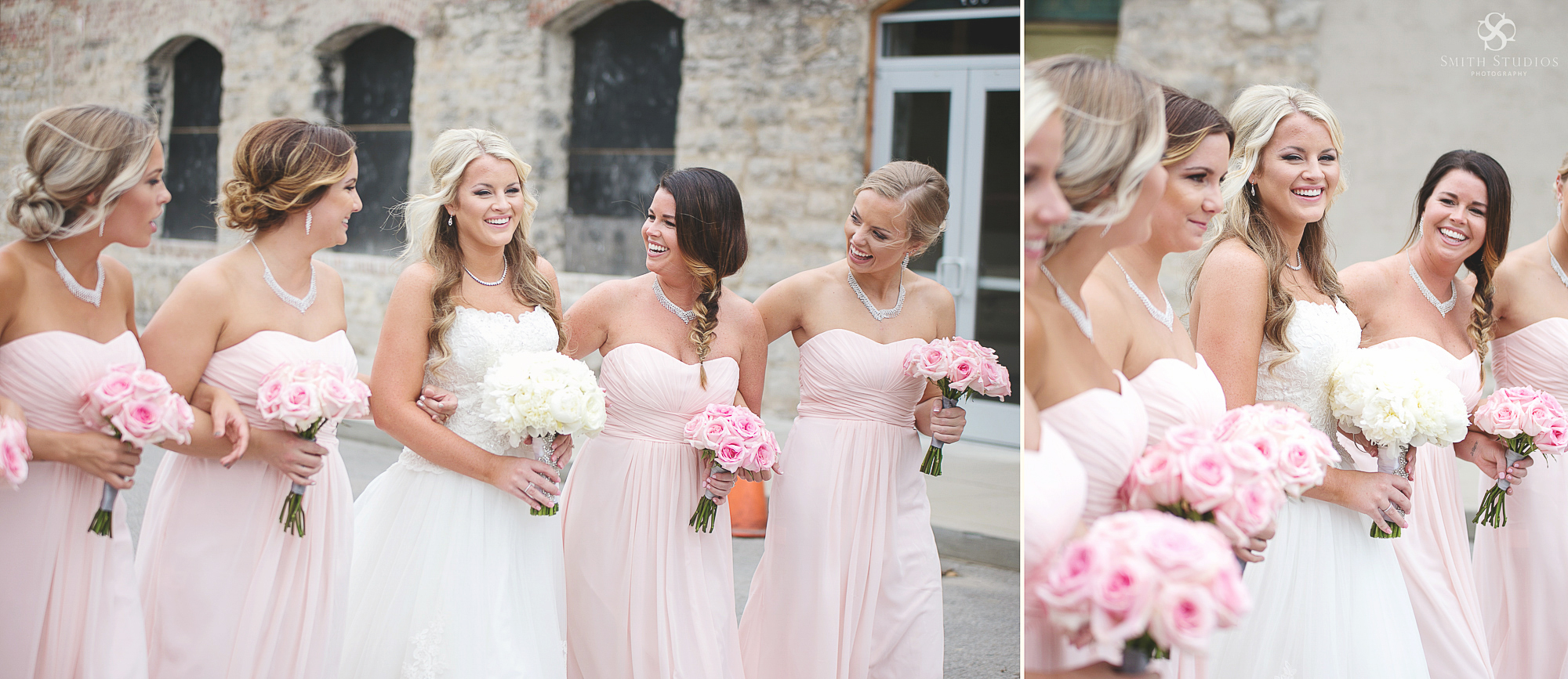 bridal party pink dresses