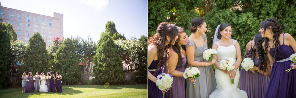 bridal party flowers purple dresses