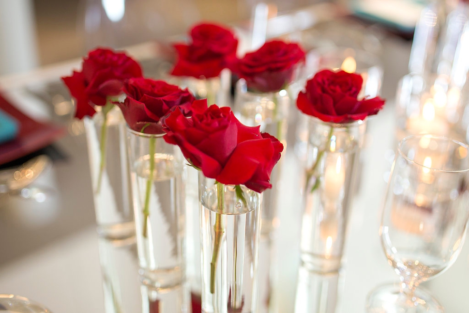 red roses at styled shoot